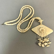 Load image into Gallery viewer, Vintage Polynesian Carved Painted Wood Tassel Necklace (32")
