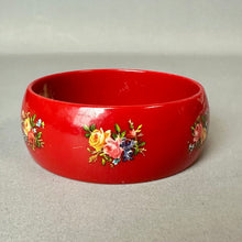 Load image into Gallery viewer, Vintage Red Floral Lucite Bangle Bracelet (8.5" Inside Circumference)
