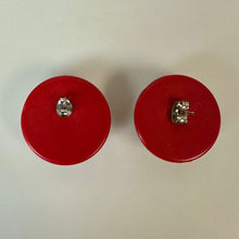 Load image into Gallery viewer, Vintage Red Floral Lucite Cabochon Earrings As-Is (1")
