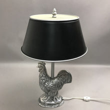 Load image into Gallery viewer, Cast Aluminum Rooster Table Lamp with Metal Black Tole Lamp Shade (18")
