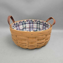 Load image into Gallery viewer, Longaberger Round Basket w/ Liner &amp; Insert (4.25x10x10)
