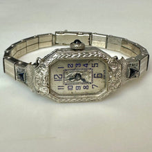 Load image into Gallery viewer, Vintage 18K White Gold Watch on Gold Filled Band, Running (21.8g)
