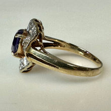 Load image into Gallery viewer, 14K Gold Amethyst Diamond Ring sz 7 (3.6g)
