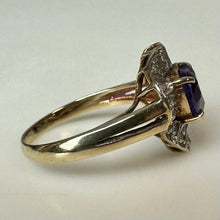 Load image into Gallery viewer, 14K Gold Amethyst Diamond Ring sz 7 (3.6g)

