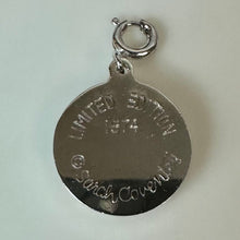 Load image into Gallery viewer, Vintage Sarah Cov Partridge in a Pear Tree Silvertone Green Gem Charm 1974 (1")
