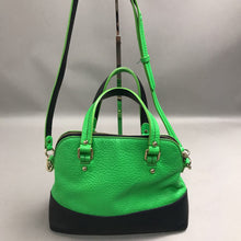 Load image into Gallery viewer, Kate Spade Green &amp; Black Colorblock Peppled Leather Handbag Purse (9x11x5)
