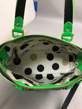 Load image into Gallery viewer, Kate Spade Green &amp; Black Colorblock Peppled Leather Handbag Purse (9x11x5)
