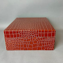 Load image into Gallery viewer, Red Faux Crocodile Jewelry Box Organizer w/ Key (4x10.5x8.5")
