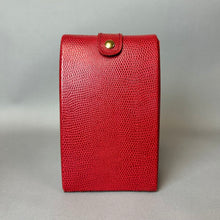 Load image into Gallery viewer, Red Faux Snake Fold Out Travel Jewelry Organizer (6.5x4x3")
