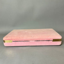 Load image into Gallery viewer, Vintage Pink Velvet Gold Trim Jewelry Box (2x10x6.5")
