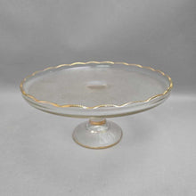 Load image into Gallery viewer, Vintage Jeanette Glass Harp Etched Gold Scalloped Rim Cakeplate (5x10)
