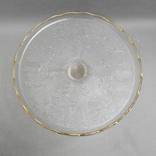 Load image into Gallery viewer, Vintage Jeanette Glass Harp Etched Gold Scalloped Rim Cakeplate (5x10)
