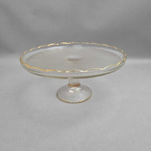 Load image into Gallery viewer, Vintage Jeanette Glass Harp Etched Gold Scalloped Rim Cakeplate (5x10)
