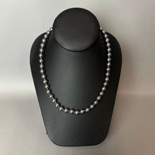 Load image into Gallery viewer, Vintage Nolan Miller Faux Gray Pearl Crystal Snap Closure Necklace (18")

