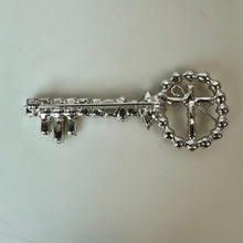 Load image into Gallery viewer, Vintage B David Rhinestone Cross Key Brooch Pin (2.25")

