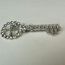 Load image into Gallery viewer, Vintage B David Rhinestone Cross Key Brooch Pin (2.25")

