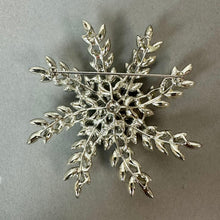 Load image into Gallery viewer, Vintage Sarah Cov Evening Snowflake Gray &amp; Clear Rhinestone Brooch Pin &amp; Clip Earrings Set (2.75")
