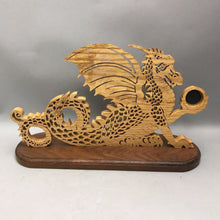 Load image into Gallery viewer, Hand-Crafted Scroll-Dawn Wooden Dragon; "Keeper of the Time" Clock (9x16x5)
