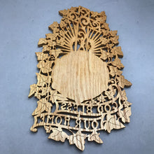 Load image into Gallery viewer, Vintage Intricate Victorian Carved God Bless Our Home Wood Wall Plaque (16x19)
