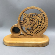 Load image into Gallery viewer, Hand-Crafted Scroll-Dawn Lion Carving w/ Clock (6x8x3.5)
