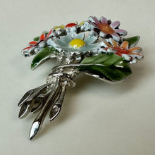 Load image into Gallery viewer, Vintage Enamel Floral Bouquet Brooch Pin (2.25")
