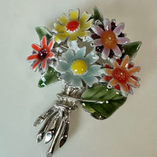Load image into Gallery viewer, Vintage Enamel Floral Bouquet Brooch Pin (2.25")
