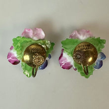 Load image into Gallery viewer, Vintage Denton England Porcelain Floral Screw Back Earrings (1")
