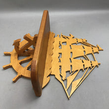 Load image into Gallery viewer, Wood Carved Sail Boat Shelf with Ship Wheel &amp; Anchor (17x14)
