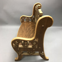 Load image into Gallery viewer, Hand-Crafted Scroll-Sawn Decorative Doll Bench (14x18x10)
