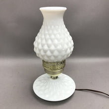 Load image into Gallery viewer, Vintage White Milk Glass Table Lamp Quilted Diamond Cut Pattern (10.5)
