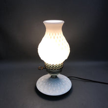 Load image into Gallery viewer, Vintage White Milk Glass Table Lamp Quilted Diamond Cut Pattern (10.5)
