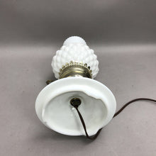 Load image into Gallery viewer, Vintage White Milk Glass Table Lamp Quilted Diamond Cut Pattern (10.5)
