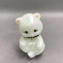 Load image into Gallery viewer, Fenton Art Glass Bear ~ Pearl White w/ Green Necklace (4")
