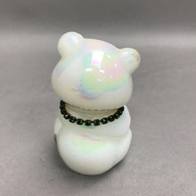 Load image into Gallery viewer, Fenton Art Glass Bear ~ Pearl White w/ Green Necklace (4")
