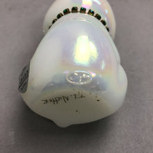Load image into Gallery viewer, Fenton Art Glass Bear ~ Pearl White w/ Green Necklace (4")
