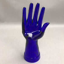 Load image into Gallery viewer, Vintage Cobalt Blue Glass Hand Ring Holder (8.5)
