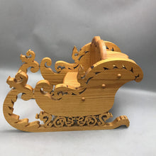 Load image into Gallery viewer, Handmade Wooden Sliegh Intricate Scroll Saw Detailing in Hardwood (11x9x17)
