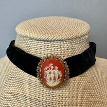 Load image into Gallery viewer, Vintage Victorian Revival Cameo Velvet Choker Necklace (15")
