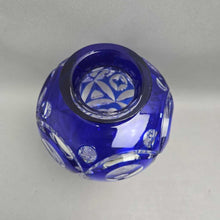 Load image into Gallery viewer, Cobalt Blue Cut-to-Clear Crystal Vase (9")
