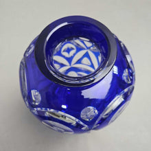 Load image into Gallery viewer, Cobalt Blue Cut-to-Clear Crystal Vase (9")
