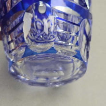 Load image into Gallery viewer, Cobalt Blue Cut-to-Clear Crystal Vase (9")
