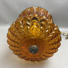 Load image into Gallery viewer, Amber Pressed Glass Swag Lamp (~15x10x10) (As-Is; Needs New Switch)
