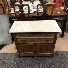 Load image into Gallery viewer, Antique Walnut Marble Top Washstand AS IS (30x37x18)
