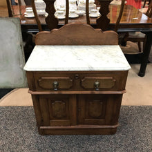 Load image into Gallery viewer, Antique Walnut Marble Top Washstand AS IS (36x29x16)
