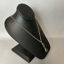 Load image into Gallery viewer, Vintage Jade Mano Figa Fist Luck Pendant on 24" Chain (1.5")
