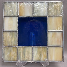 Load image into Gallery viewer, Stained Glass Window Art with Blue Square Center (8x8)
