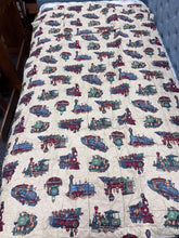 Load image into Gallery viewer, Handmade Child's Train Quilt (65x40)
