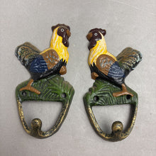 Load image into Gallery viewer, 2 Vintage Cast Iron Rooster Hooks (6")
