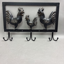 Load image into Gallery viewer, Metal Black Chicken Rooster Rustic Farmhouse Wall Hook (9x14)
