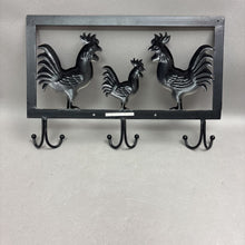 Load image into Gallery viewer, Metal Black Chicken Rooster Rustic Farmhouse Wall Hook (9x14)
